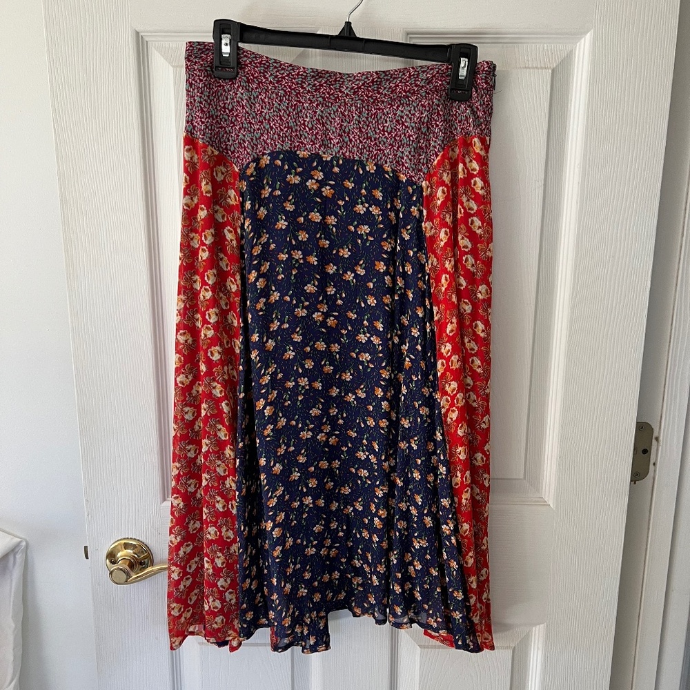 ANTHROPOLOGIE 'Meadow Rue' FLORAL PRINTED MIDI SKIRT SIZE 8 US